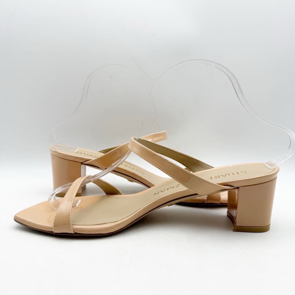 Stuart Weitzman Womens Aleena 50 Block Heel Sandals US 9 B Nude Leather - Picture 6 of 13